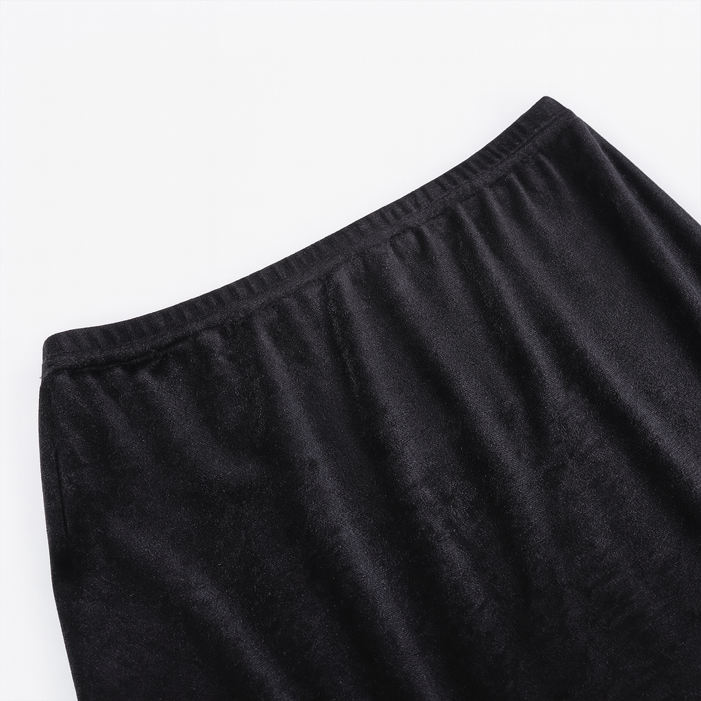 Witchy High Waist Slit Skirt in Black Velvet