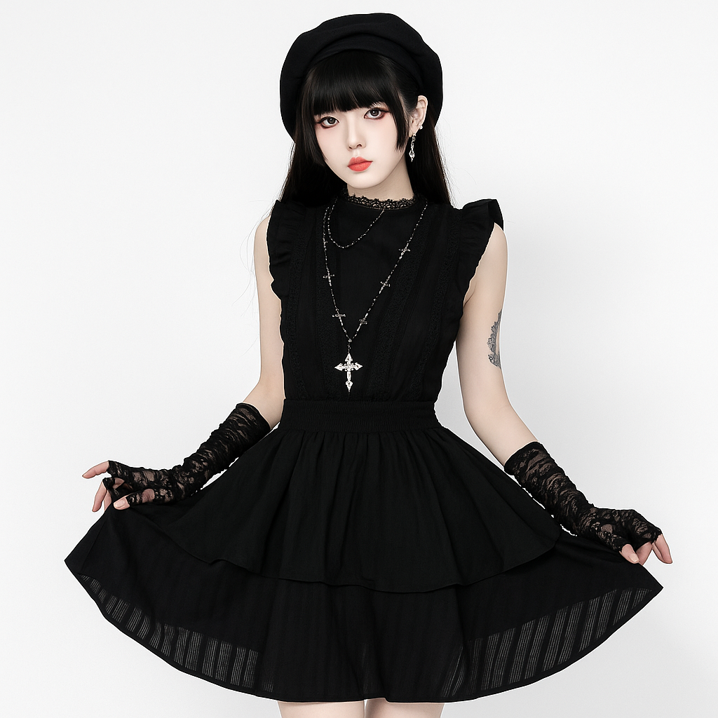 Gothic Witchcore Off-Shoulder Maxi Dress with Ruched Irregular Hem