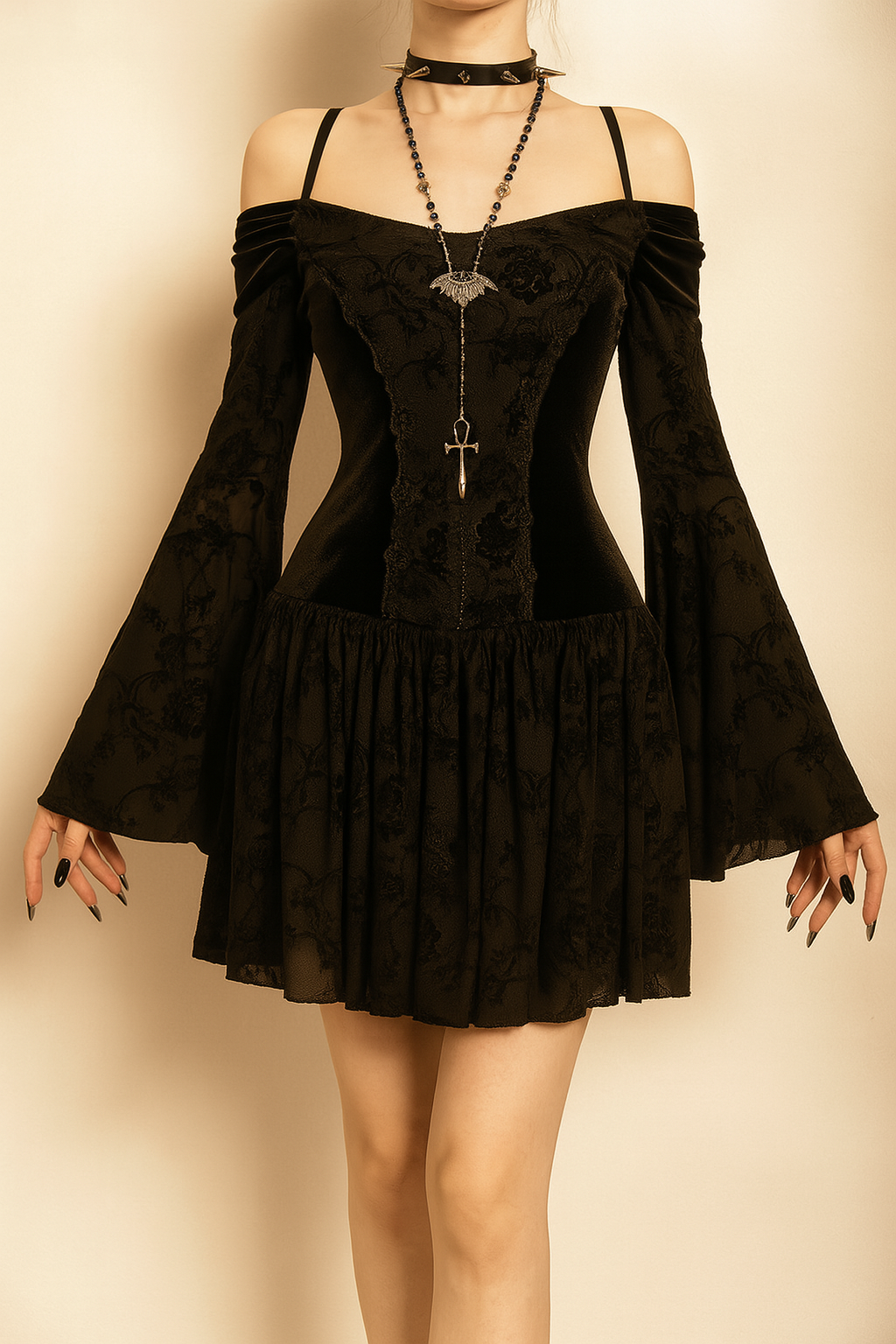 Witchy Velvet Off-Shoulder Gothic Dress