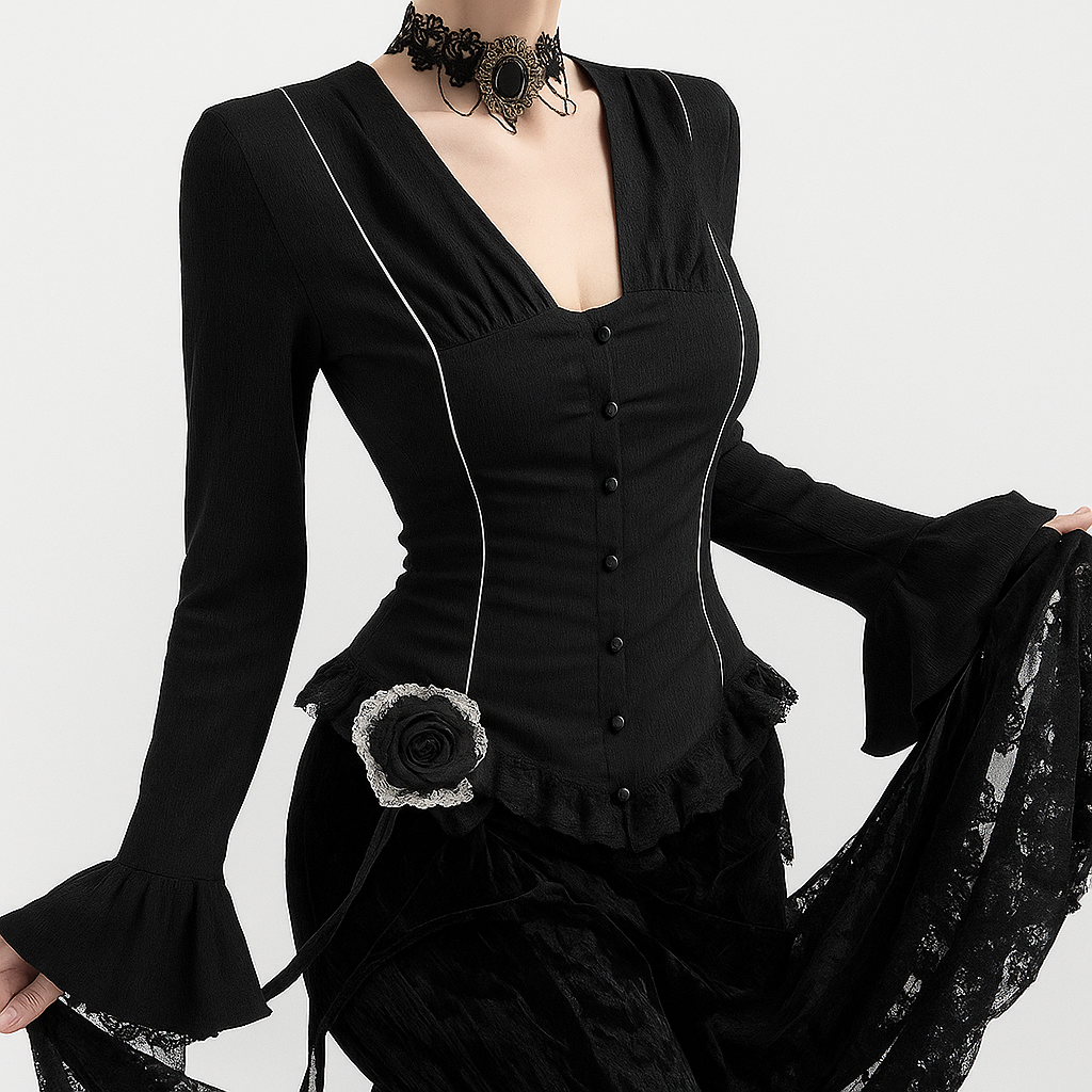 Black Bloom Tulle Maxi Skirt Gothic Floral Mesh Patchwork
