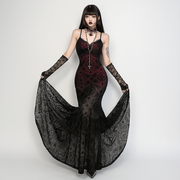 Vesper Cross Velvet Maxi Dress with Lace Trim