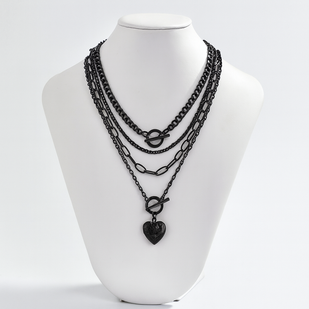 4pcs Vintage Dark Love Star Metal Pendant Set, Light Luxury Multi-Piece Necklace Combo, Perfect for Daily Wear, Holiday Gifts, Graduation Present, Friendship Gift