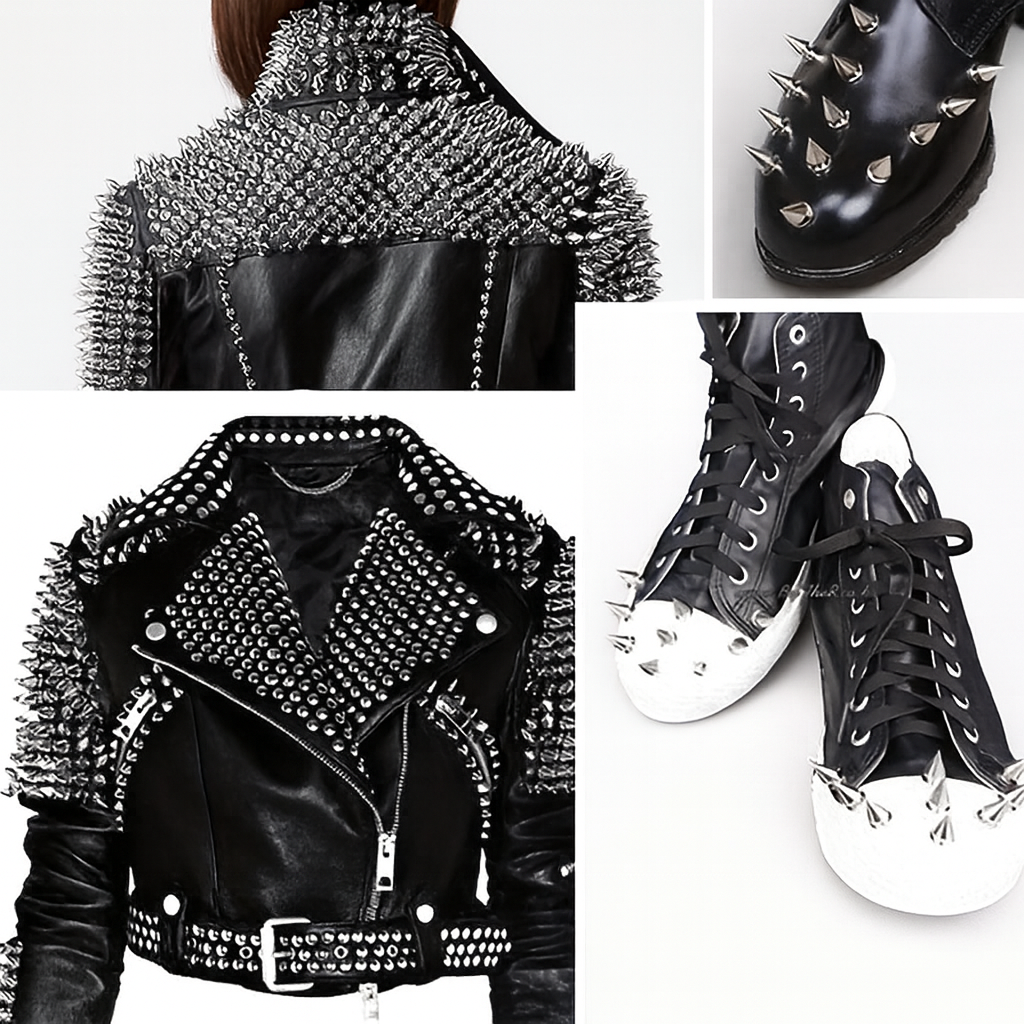 200pcs Alloy Spike Rivets Set - Leathercraft Accessories for DIY Punk Fashion Embellishments, Jackets, Shoes, Belts, Bags - Decorative Cone and Bullet Studs Kit