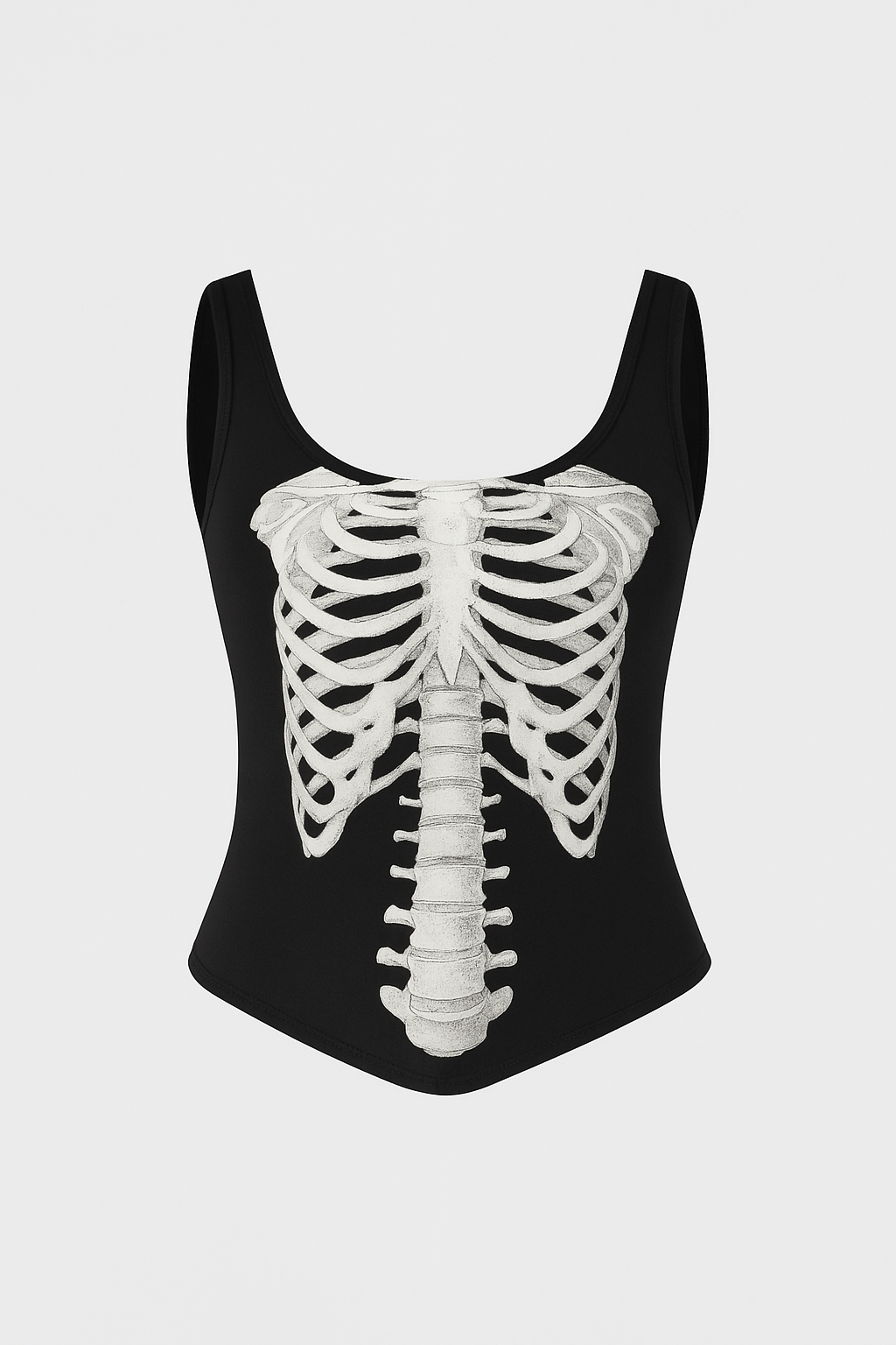 Skeleton Spell Strapless Bustier Top in Gothic Bone Print