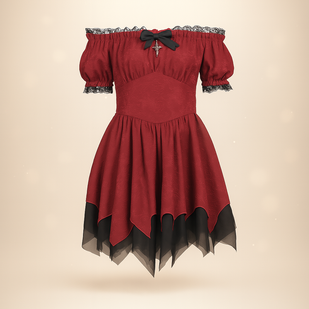 Gothic Elegance Off-the-Shoulder Dress