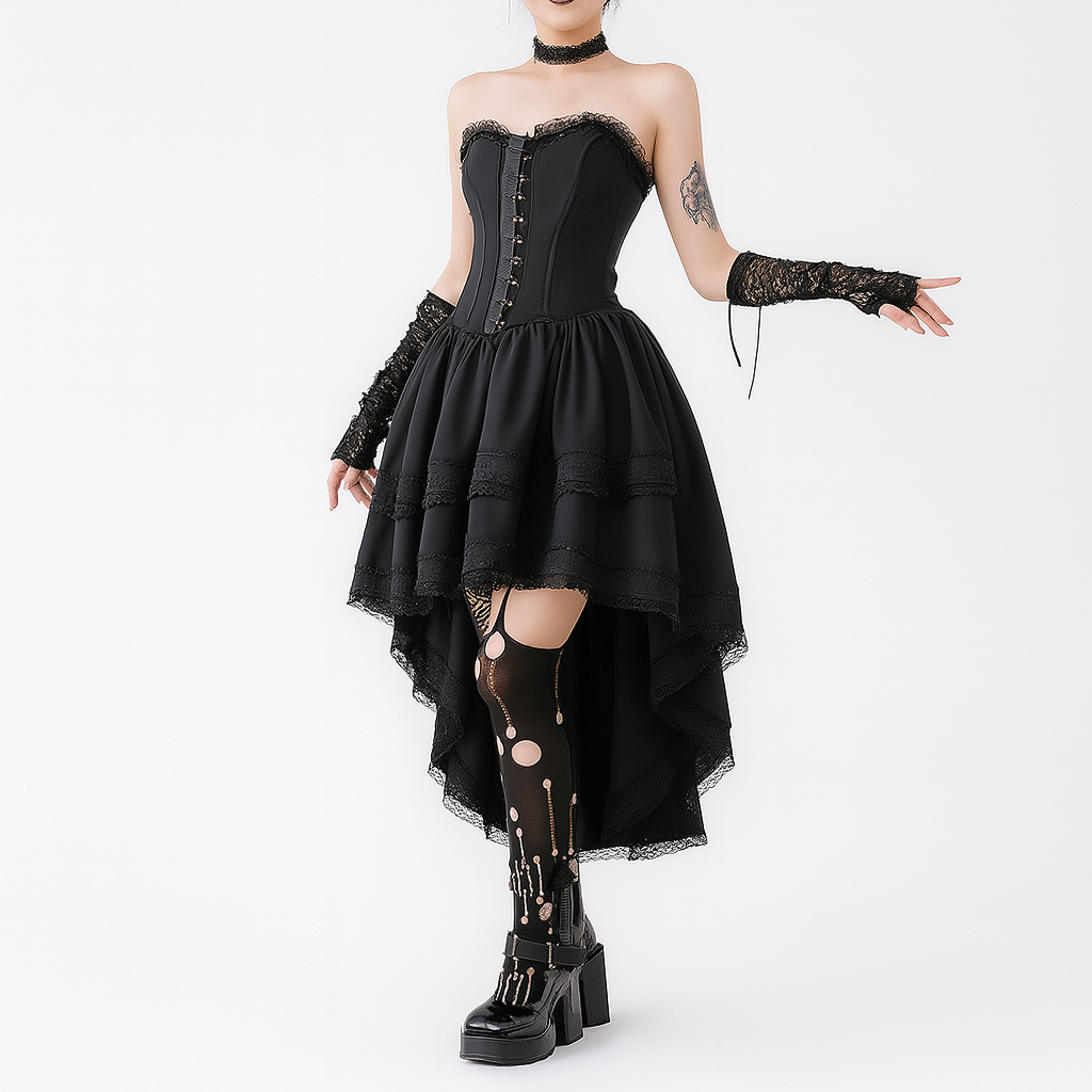 Summer Dark Aesthetic Strapless Gothic Dress