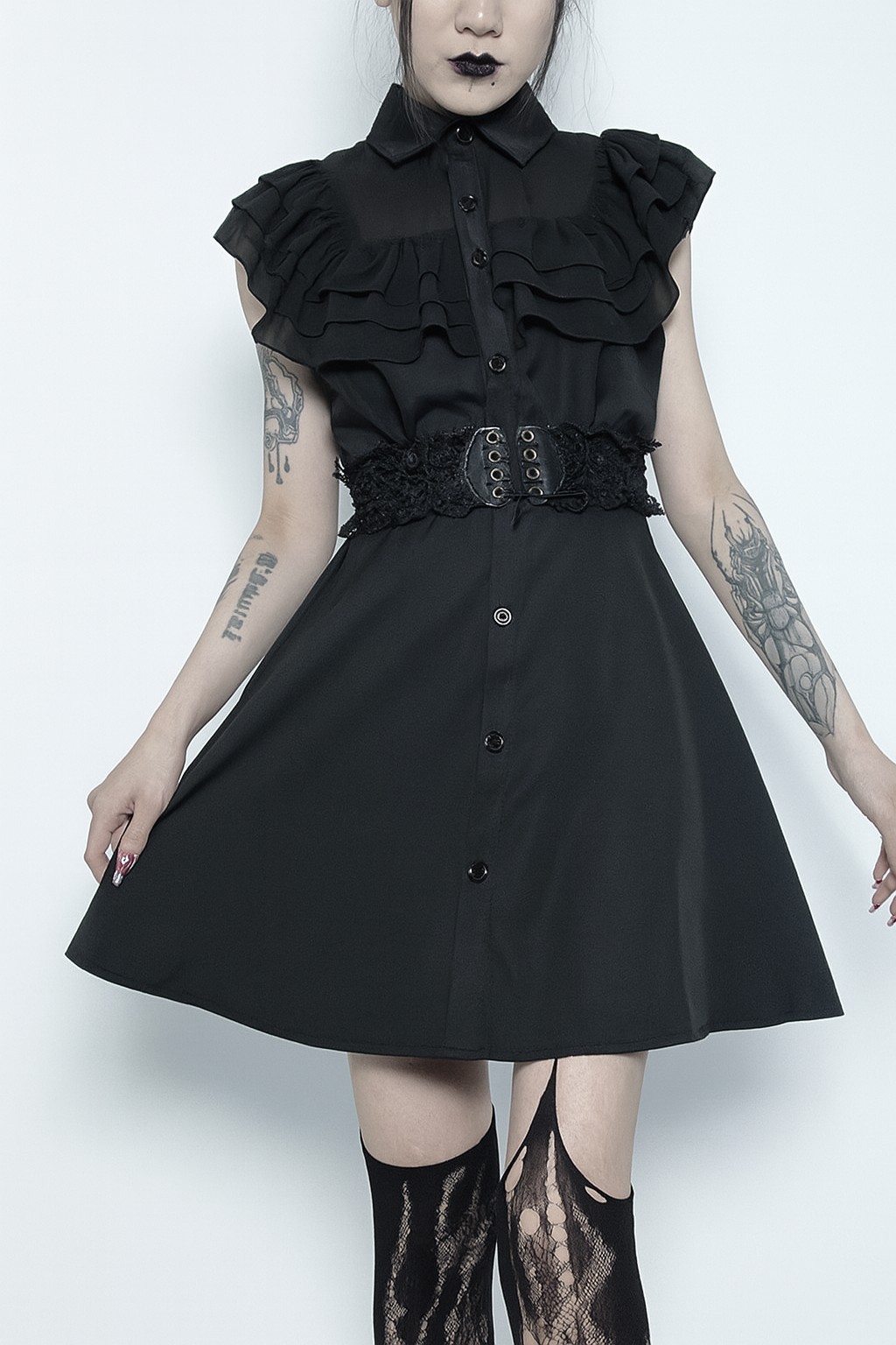 Summer Dark Romantic Ruffle Dress