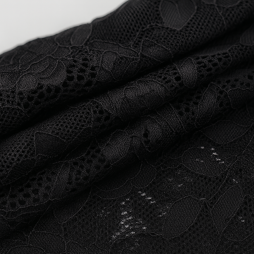 Gothic Sheer Lace Jumpsuit with Lace-Up Details