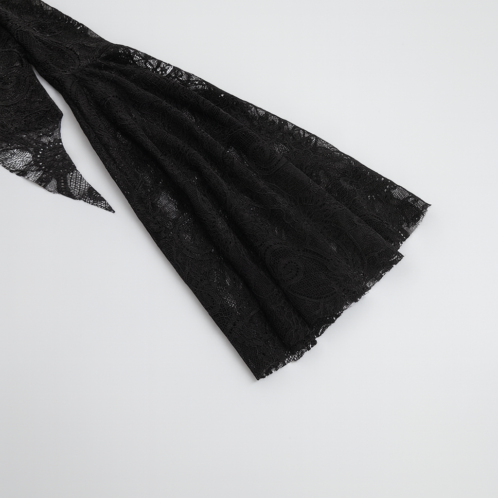 Occult Luxury Lace Crop Top with Flared Sleeves