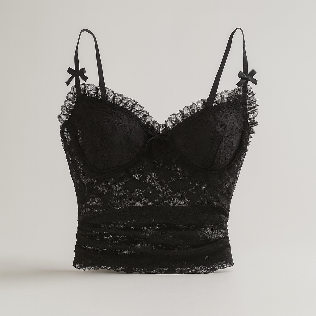 Lace Triangle Cup Cami Top for Modern Goth Aesthetic