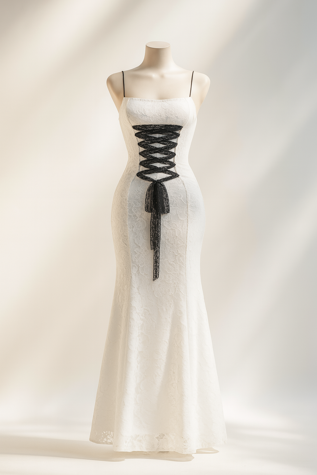 Lace Up Fish Tail Gothic Dress for Modern Goth Style