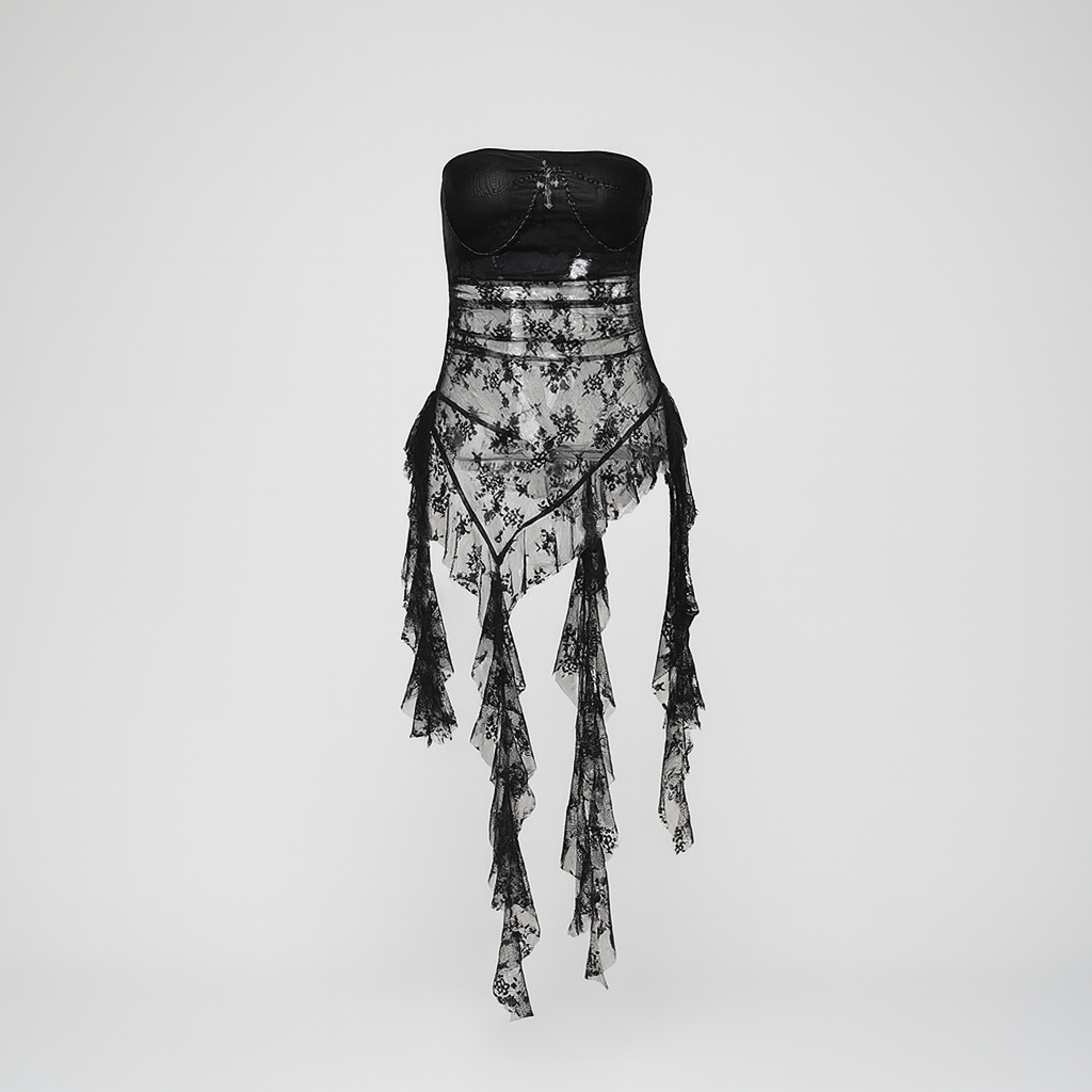 Lace Overlay Strapless Gothic Top