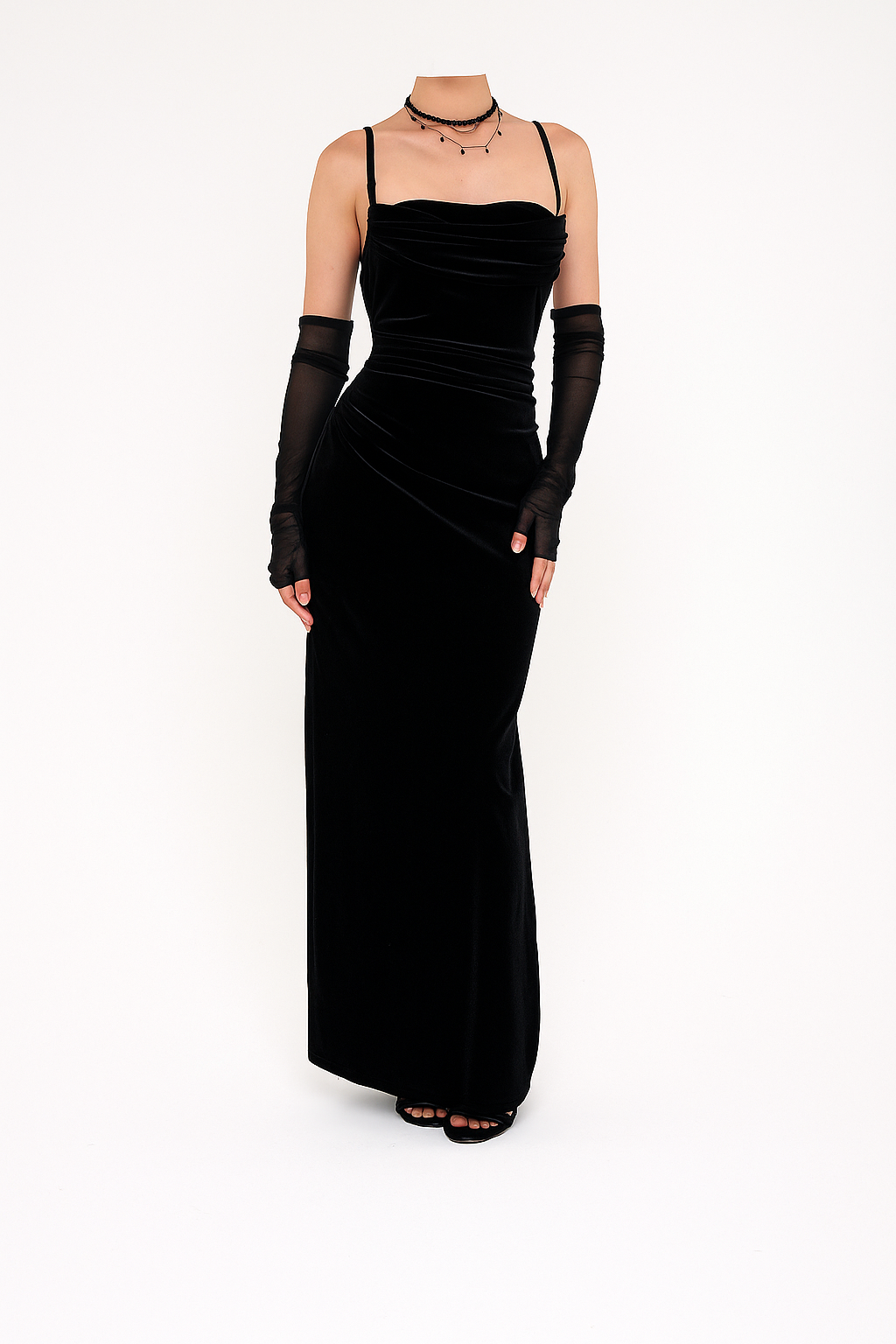Gothic Velvet Backless Maxi Dress with Slit for Elegant Summer Evenings