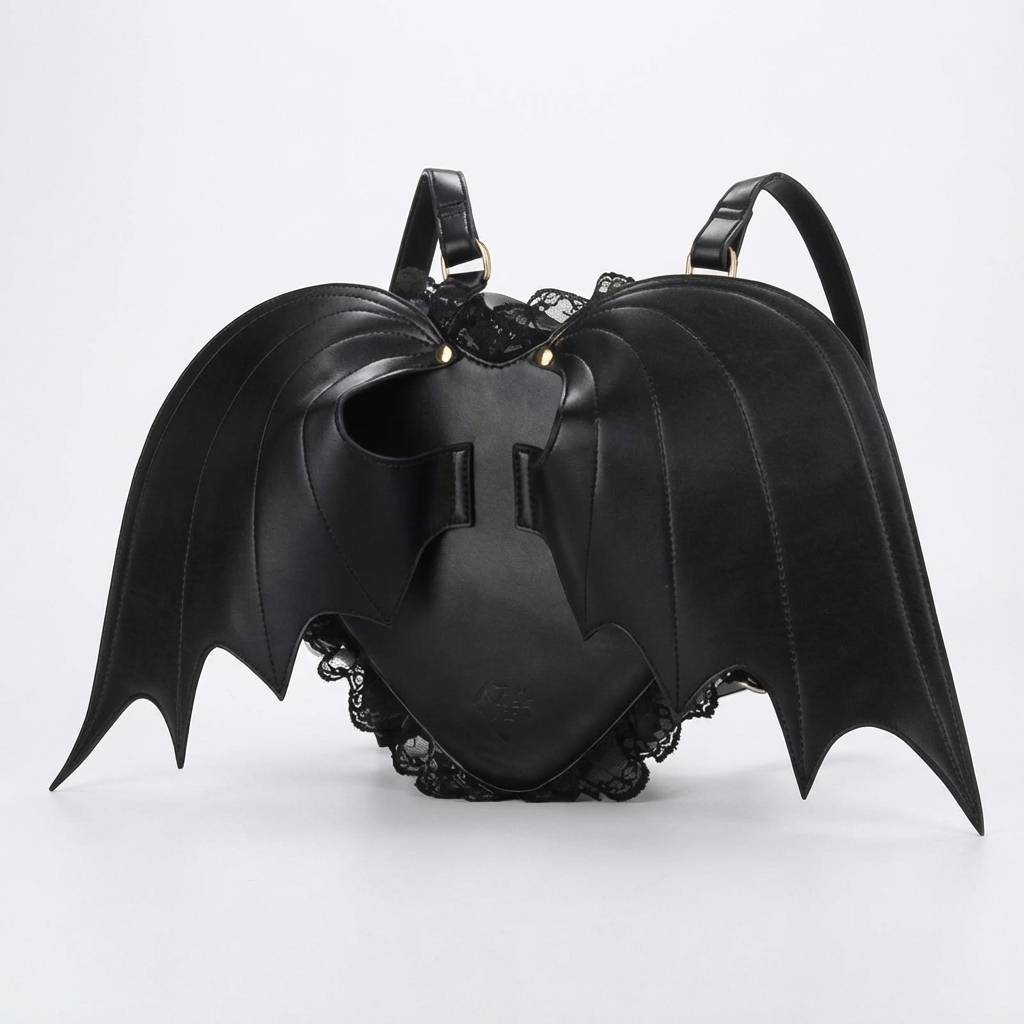 Women's Bat Wing Gothic Backpack - Black -Look Batwing Design with Adjustable Straps & Zipper Closure, Stylish Durable Polyester Lining for Daily Commute & Casual Outings, Casual Daypack | Edgy Fashion Accessory | Adjustable Shoulder Straps