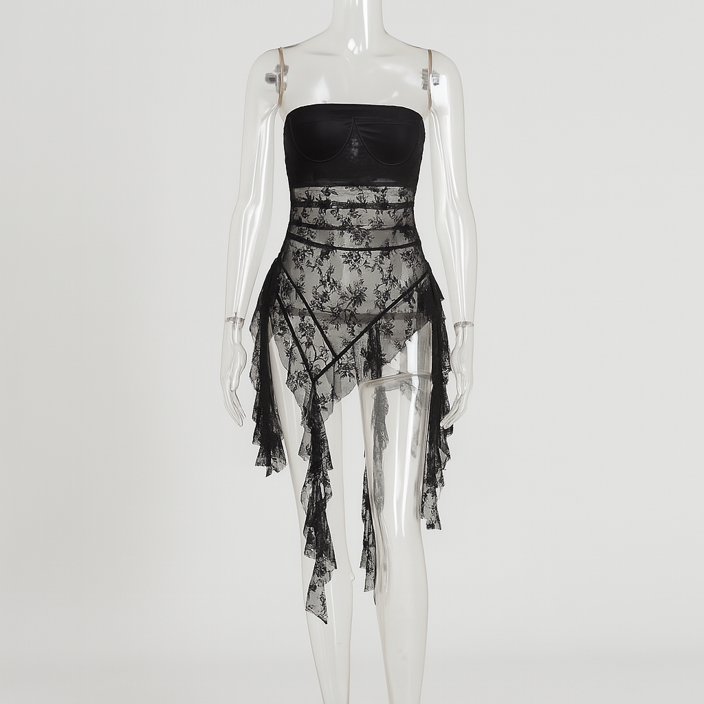 Lace Overlay Strapless Gothic Top