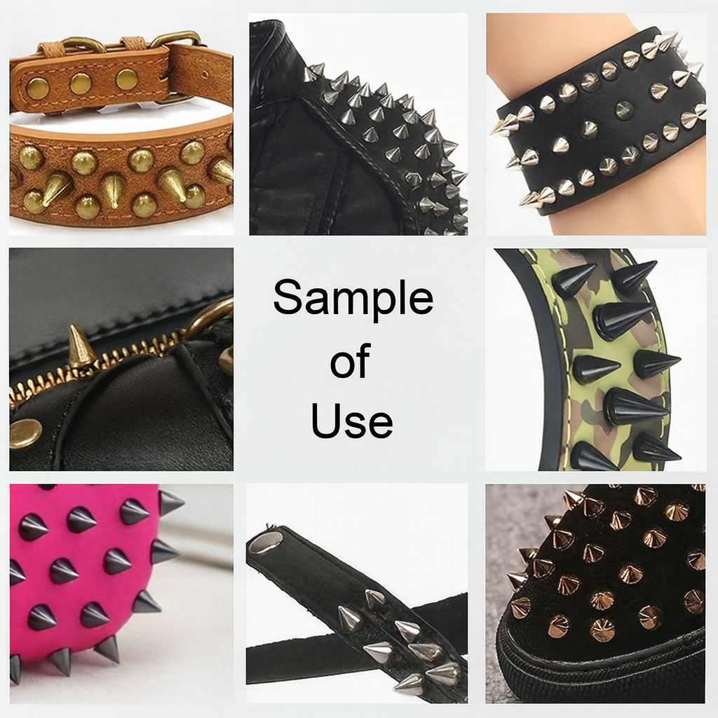 200pcs Alloy Spike Rivets Set - Leathercraft Accessories for DIY Punk Fashion Embellishments, Jackets, Shoes, Belts, Bags - Decorative Cone and Bullet Studs Kit