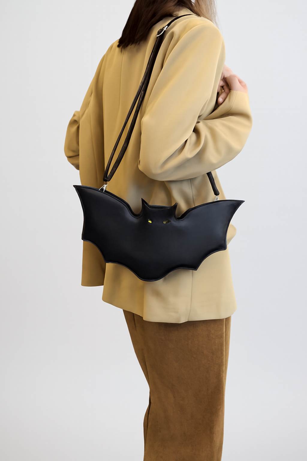 1pc Hip Hop Style Black Bat-Shaped Crossbody Bag for Women, Cute Cartoon Animal Print Messenger Purse with Adjustable Strap, Zipper Closure, and Lining - Halloween Fun Shoulder Bag, Small Crossbody Bag