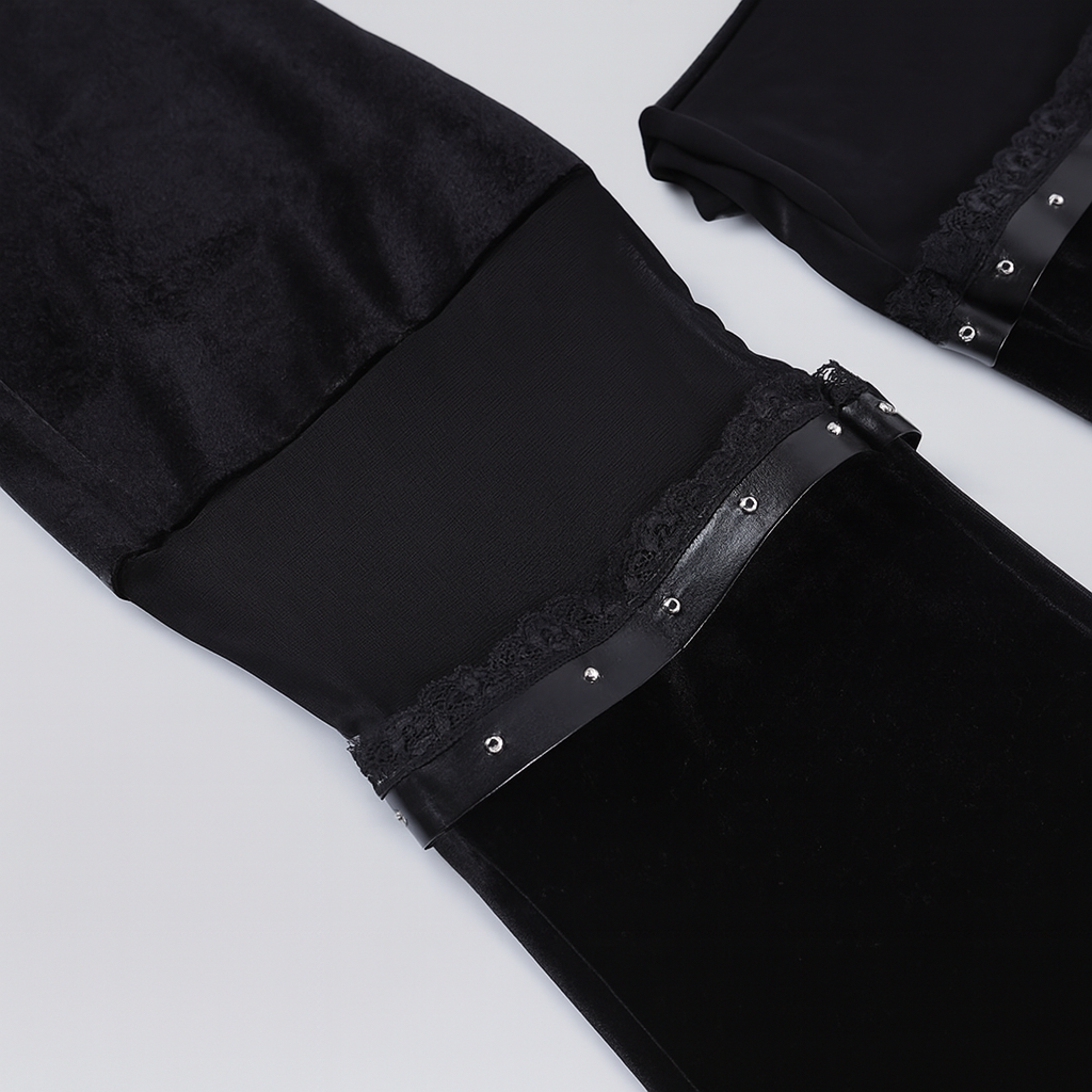 High Waisted Fishnet Flare Pants for Dark Romantic Fashion