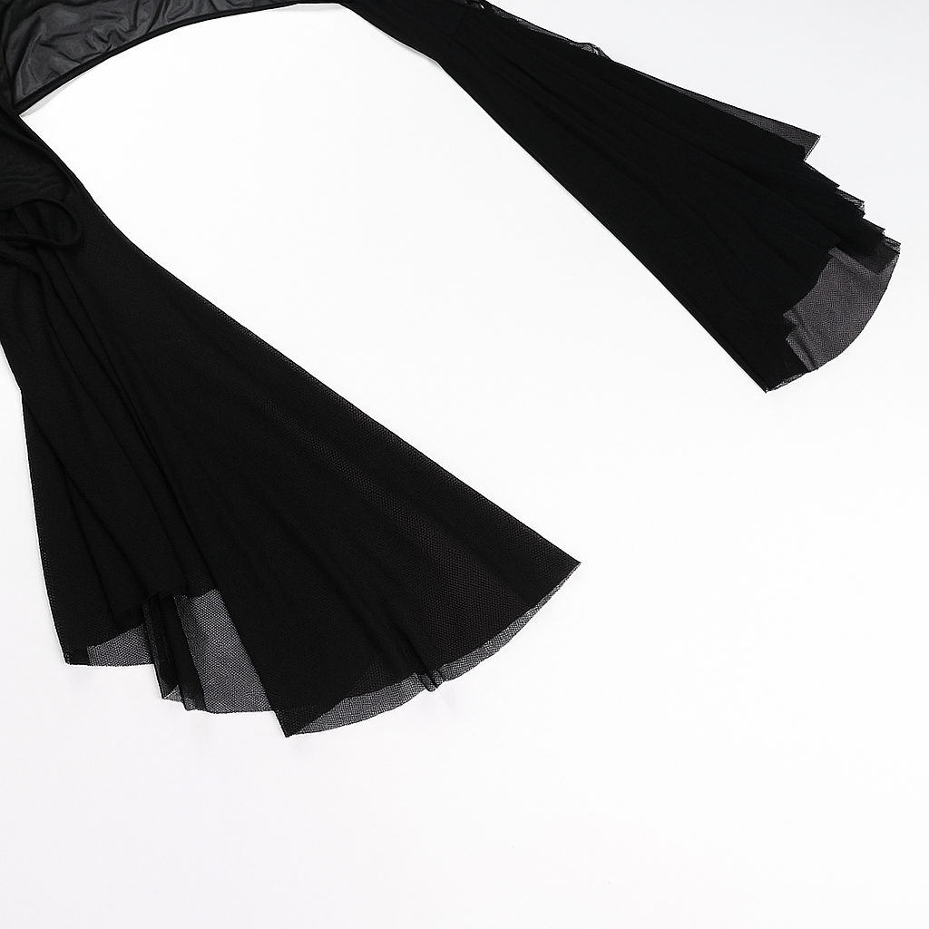 Sheer Gothic Mesh Top with Flared Sleeves