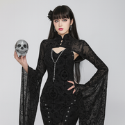 Gothic Velvet Kimono Cardigan With Bell Sleeves