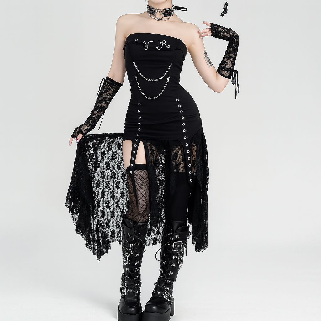Gothic Dark Wasteland Irregular Lace Skirt