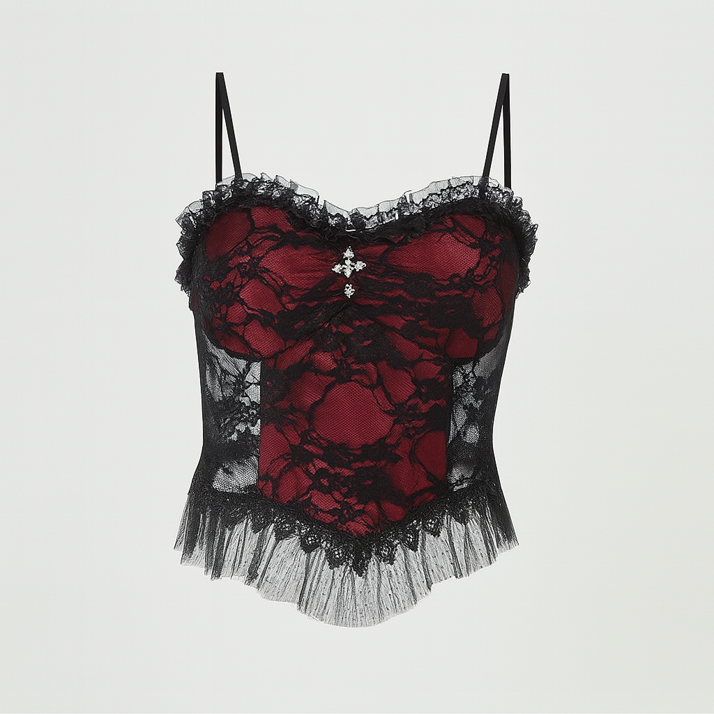 Lace Cross Tank Top for Gothic Fashion Lovers