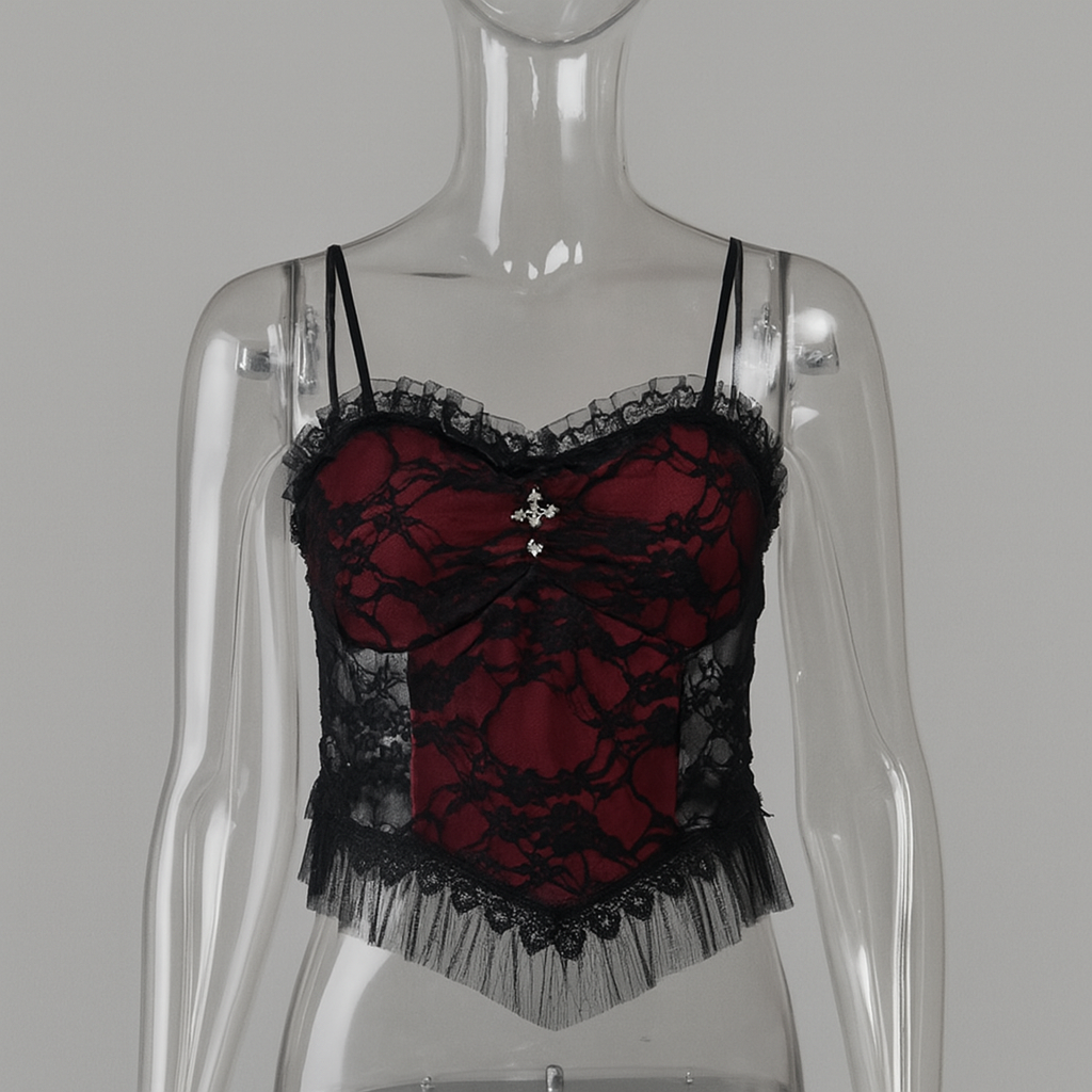 Lace Cross Tank Top for Gothic Fashion Lovers