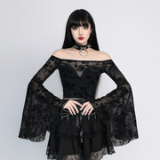 Layered Crosschain Gothic Skirt with Lace and Chains
