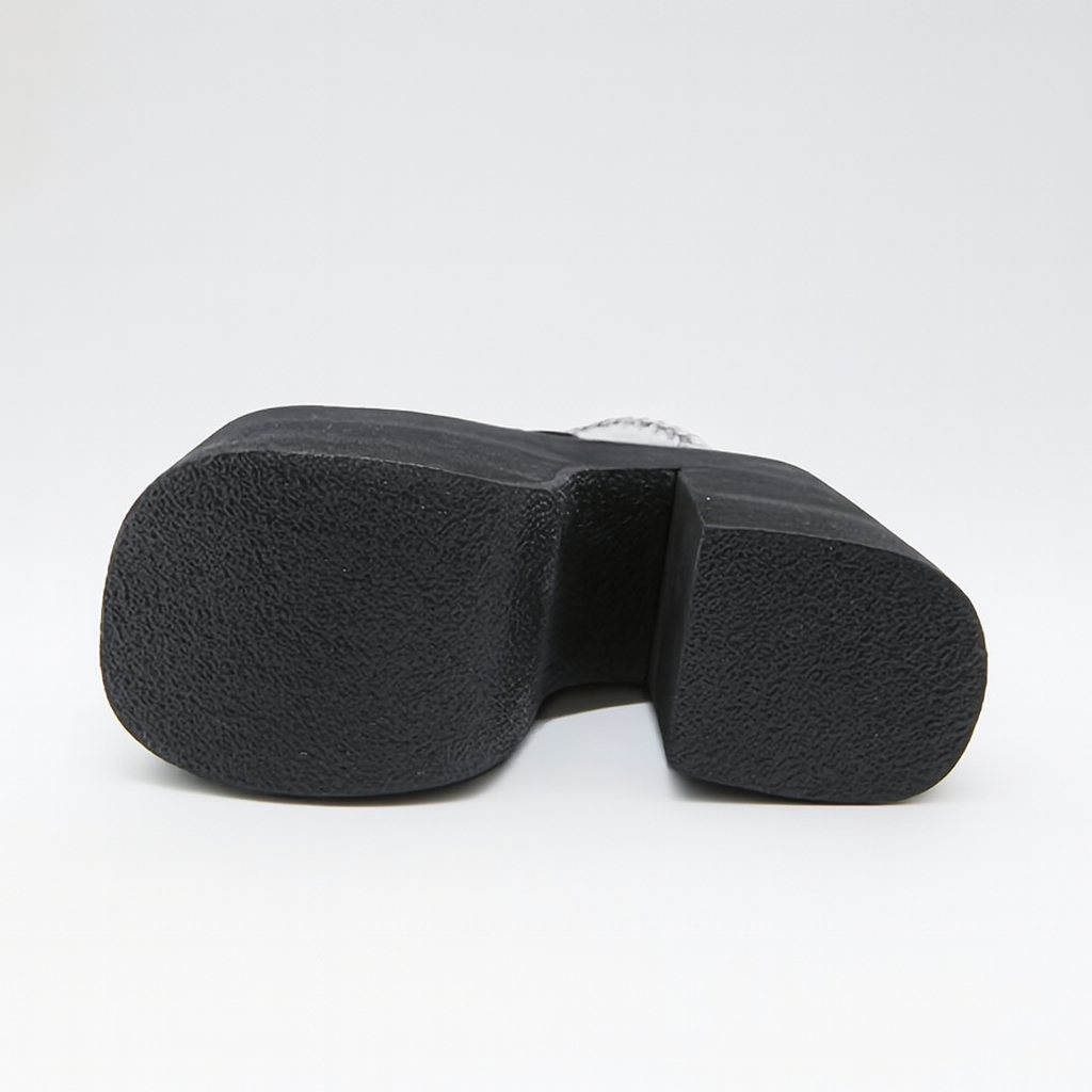 1pr GDGYDH Women's Punk Style Ankle Booties - Solid Color Square Toe Zipper Closure Platform Heel Motorcycle Boots with Chain Detail, Cover Upper, Polyurethane Inner & Insole, Rubber Sole for Dress Occasions