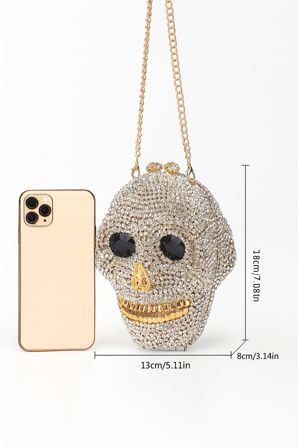 Ladies 3D Skull Clutch Purse Evening Bag Rhinestone Handbag for Prom Party
