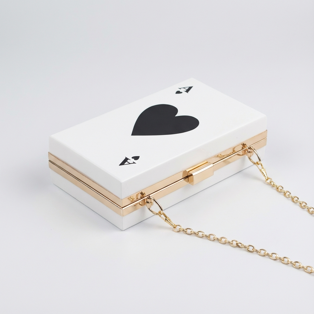 Acrylic Clutch Purse With Chain, Ace Of Spades Print, Casual Crossbody Shoulder Bag, Versatile Handbag