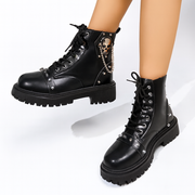 Women's Thick-Soled Short Boots, Fashion Round-Toe Lace-Up Gothic Style Women's Boots, Trendy Motorcycle Boots