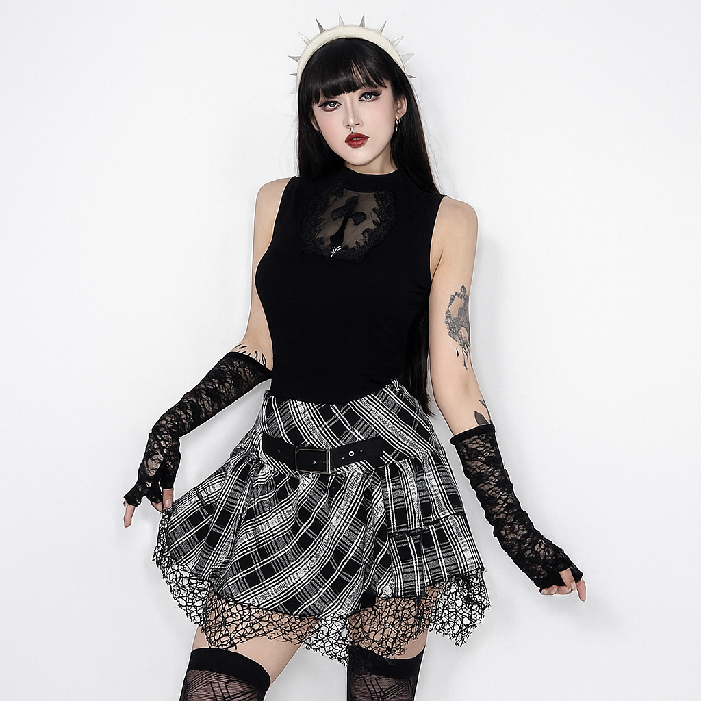Tartan Chains Mini Skirt Gothic Plaid High-Waist Baddie Look