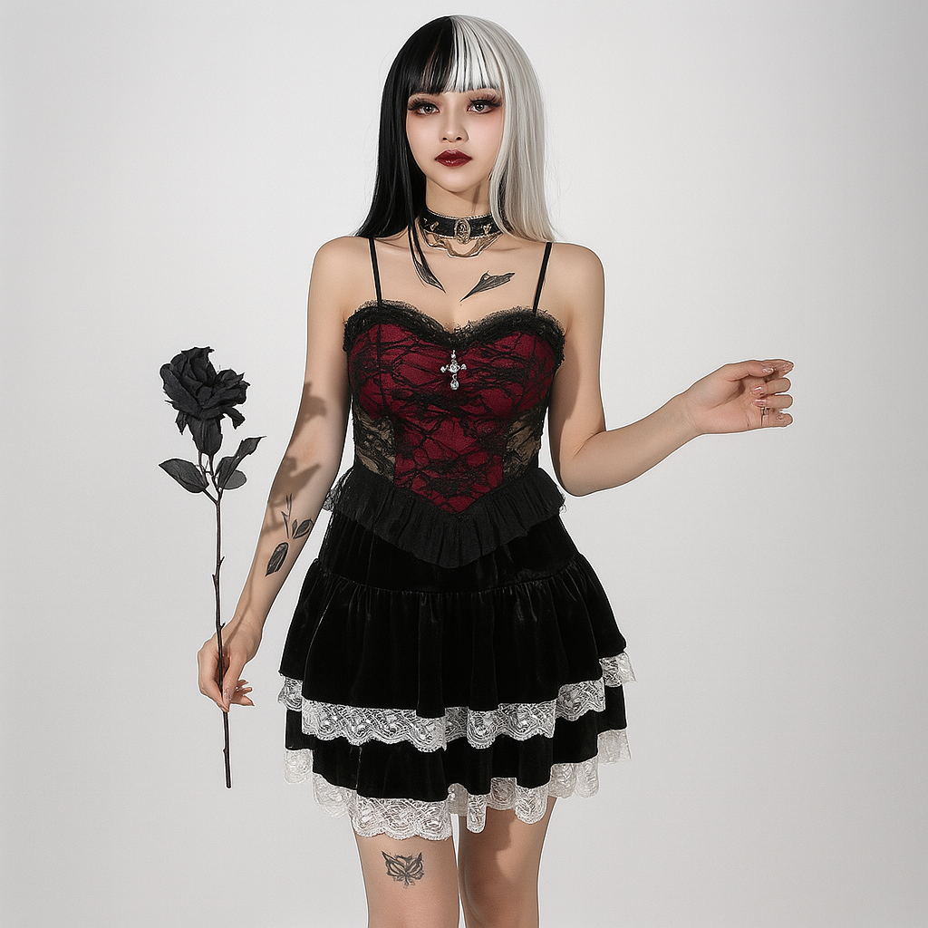 Lace Cross Tank Top for Gothic Fashion Lovers