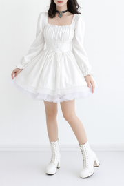 Puff Sleeve Gothic Princess Dress with Lace Trim