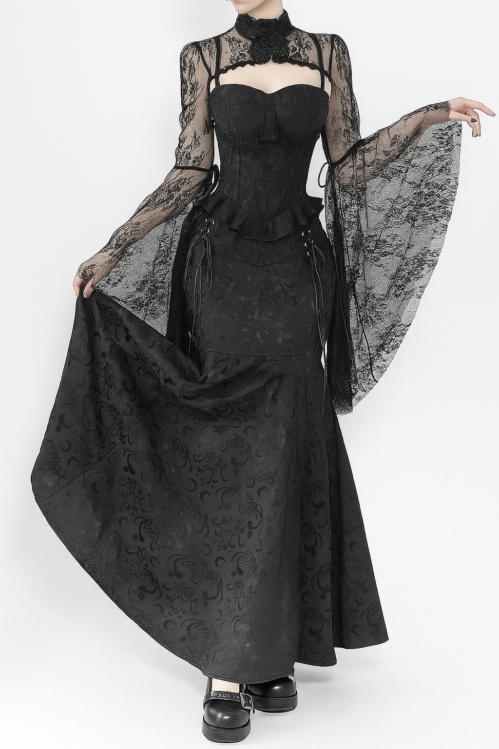 Twilight Siren Gothic Fishtail Maxi Skirt