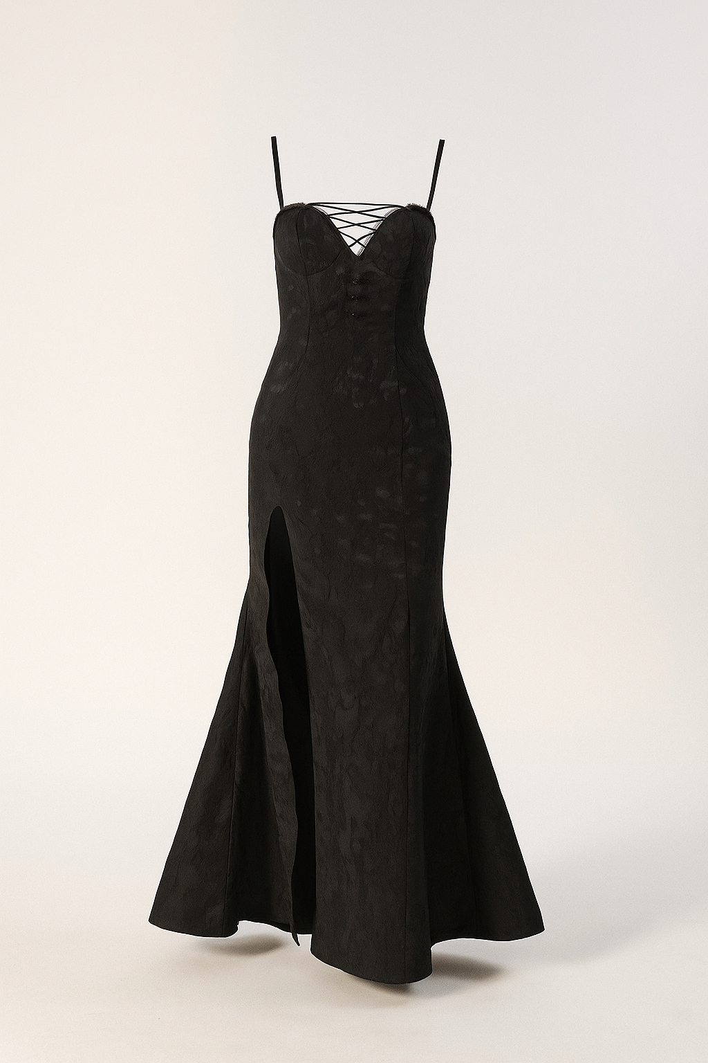 Gothic Lace-Up Maxi Dress and Sheer Cardigan Set