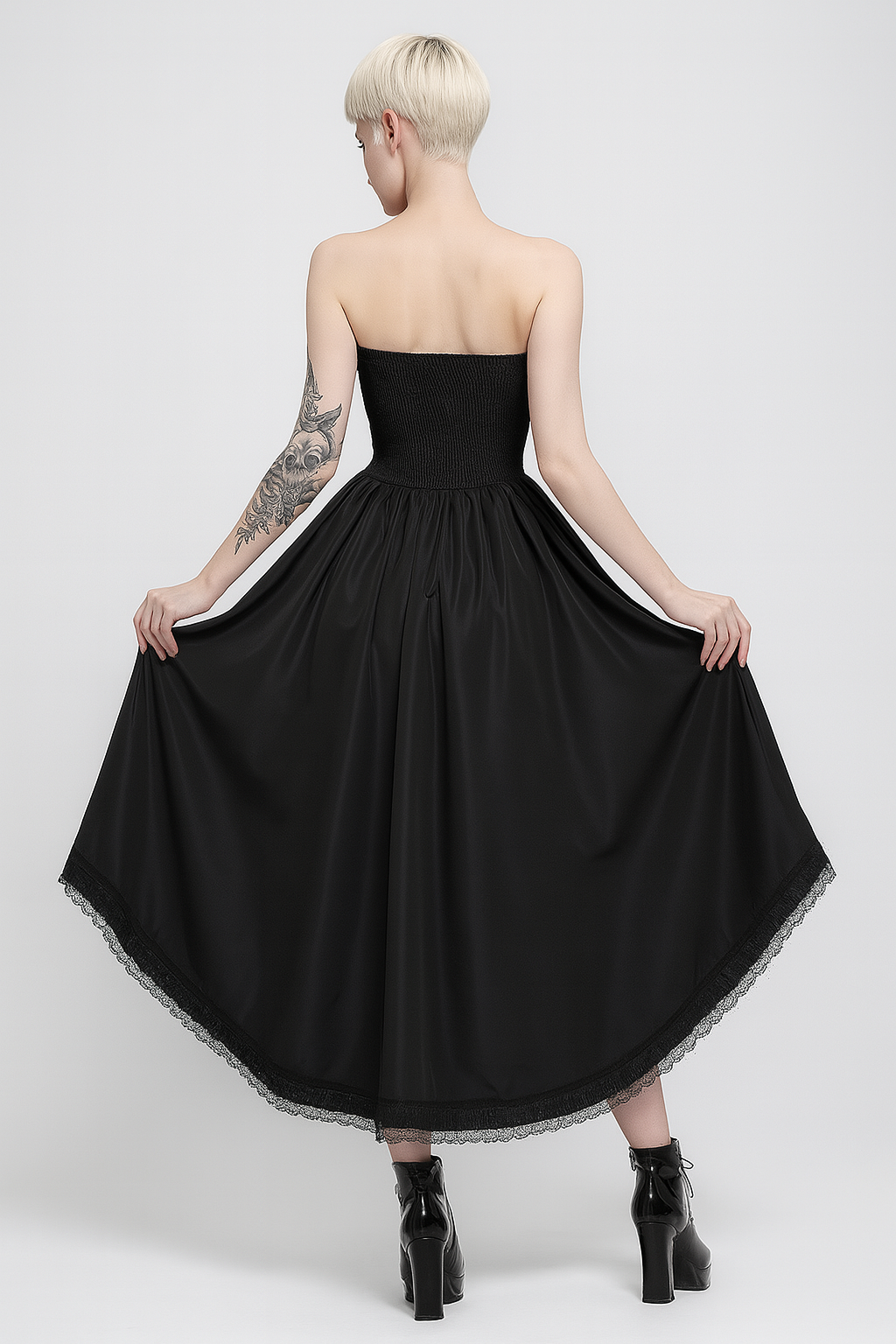 Summer Dark Aesthetic Strapless Gothic Dress