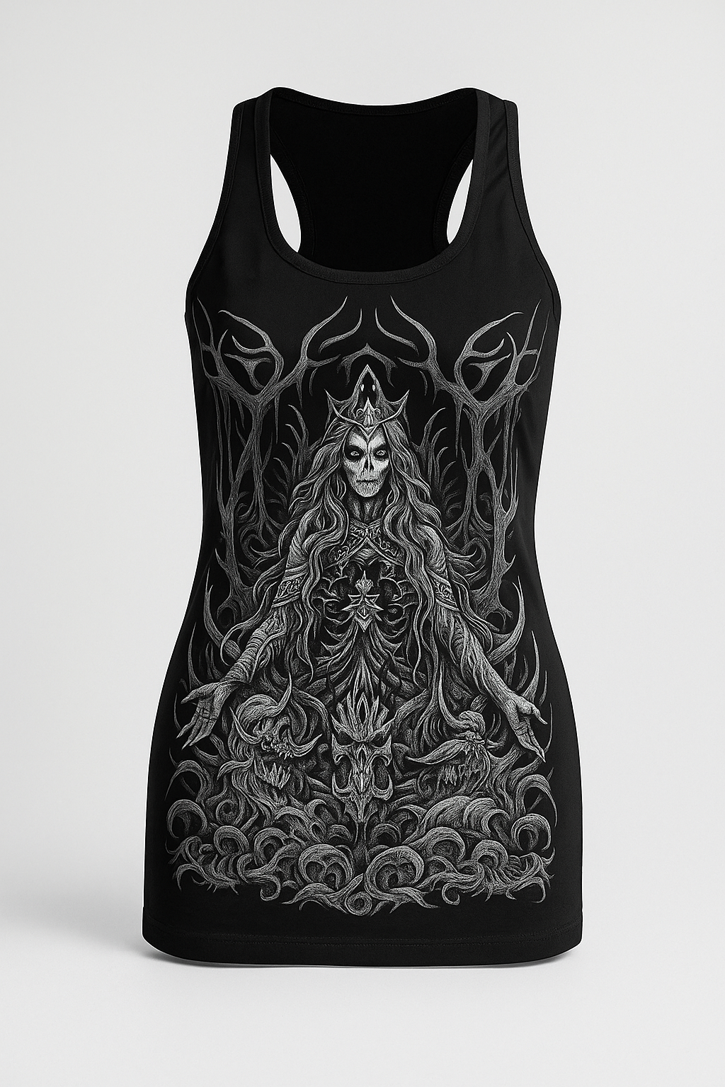 Gothic Skull Print Tank Top in Black Streetwear Style