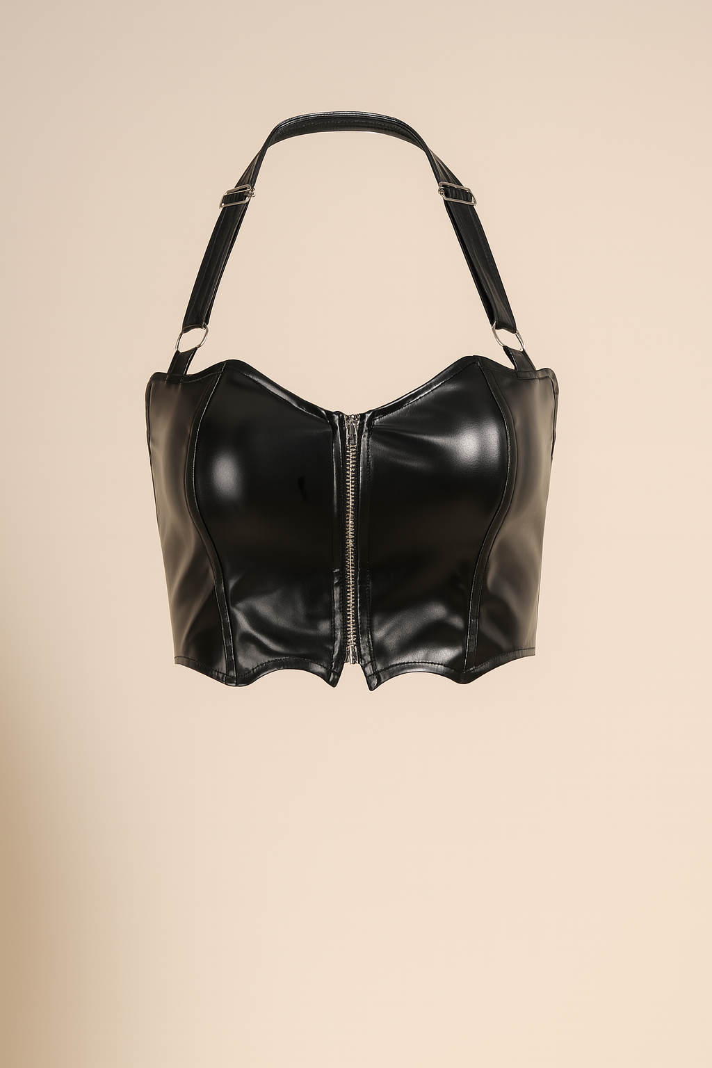 Gothic Bat Wing Crop Top in PU Leather