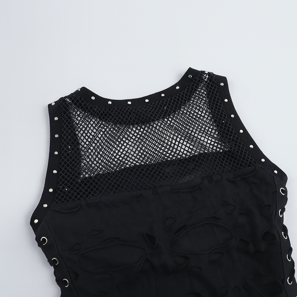 Gothic Sheer Distressed Tank Top for Modern Goth Fashion