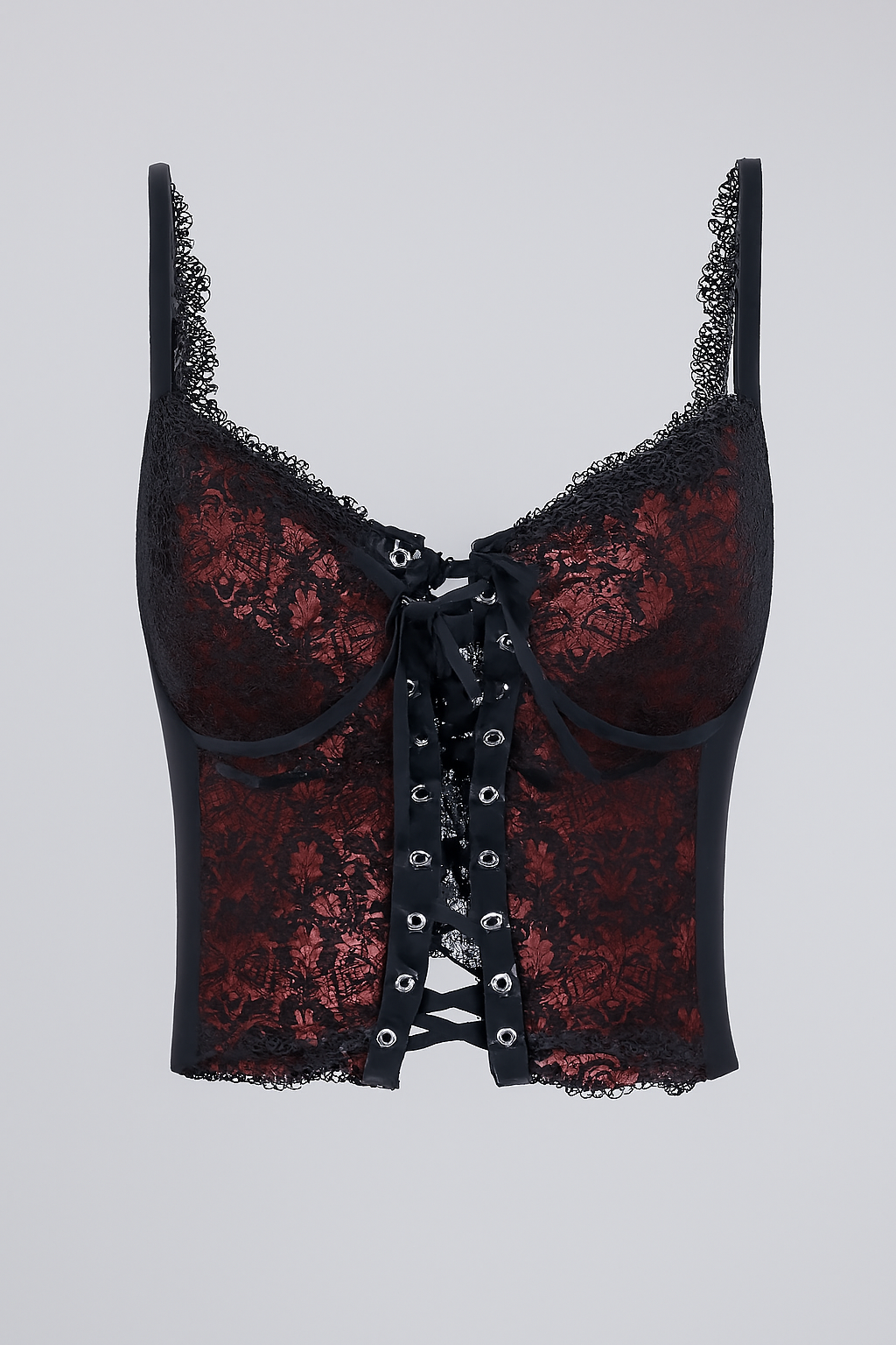 Lace Backless Gothic Crop Top with Adjustable Straps