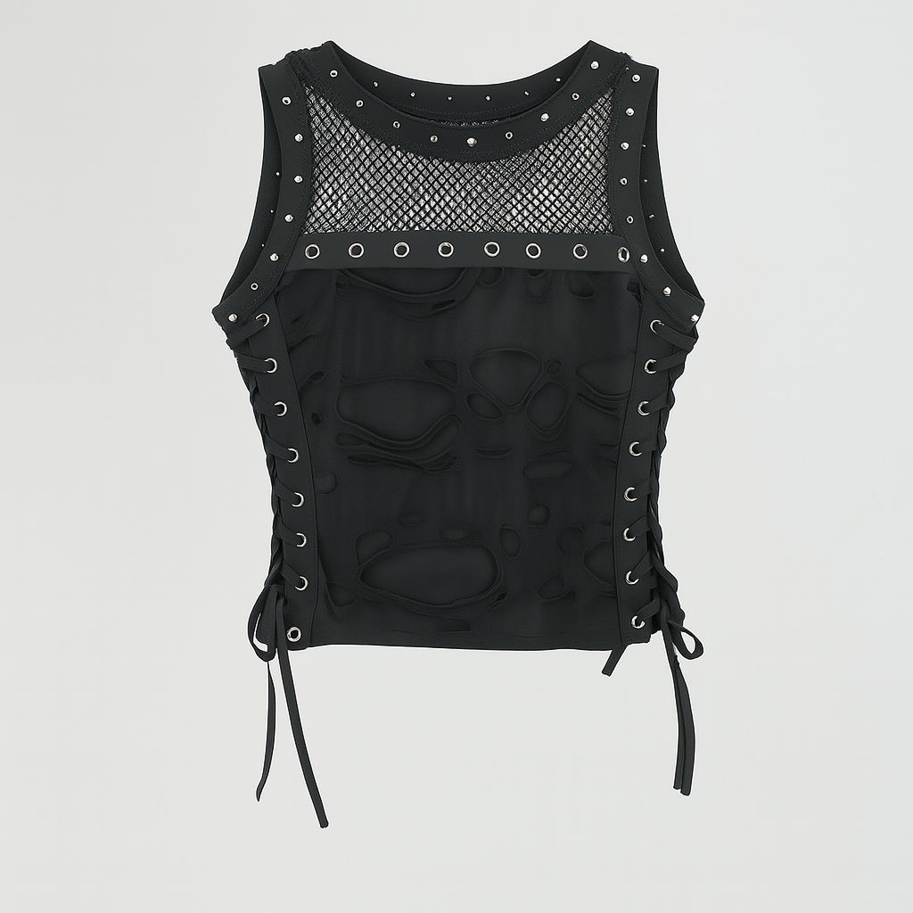 Gothic Sheer Distressed Tank Top for Modern Goth Fashion