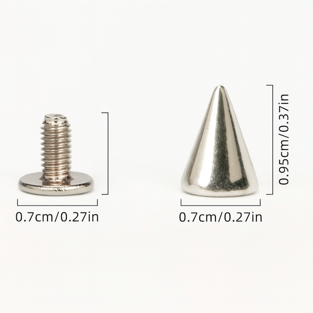 200pcs Alloy Spike Rivets Set - Leathercraft Accessories for DIY Punk Fashion Embellishments, Jackets, Shoes, Belts, Bags - Decorative Cone and Bullet Studs Kit