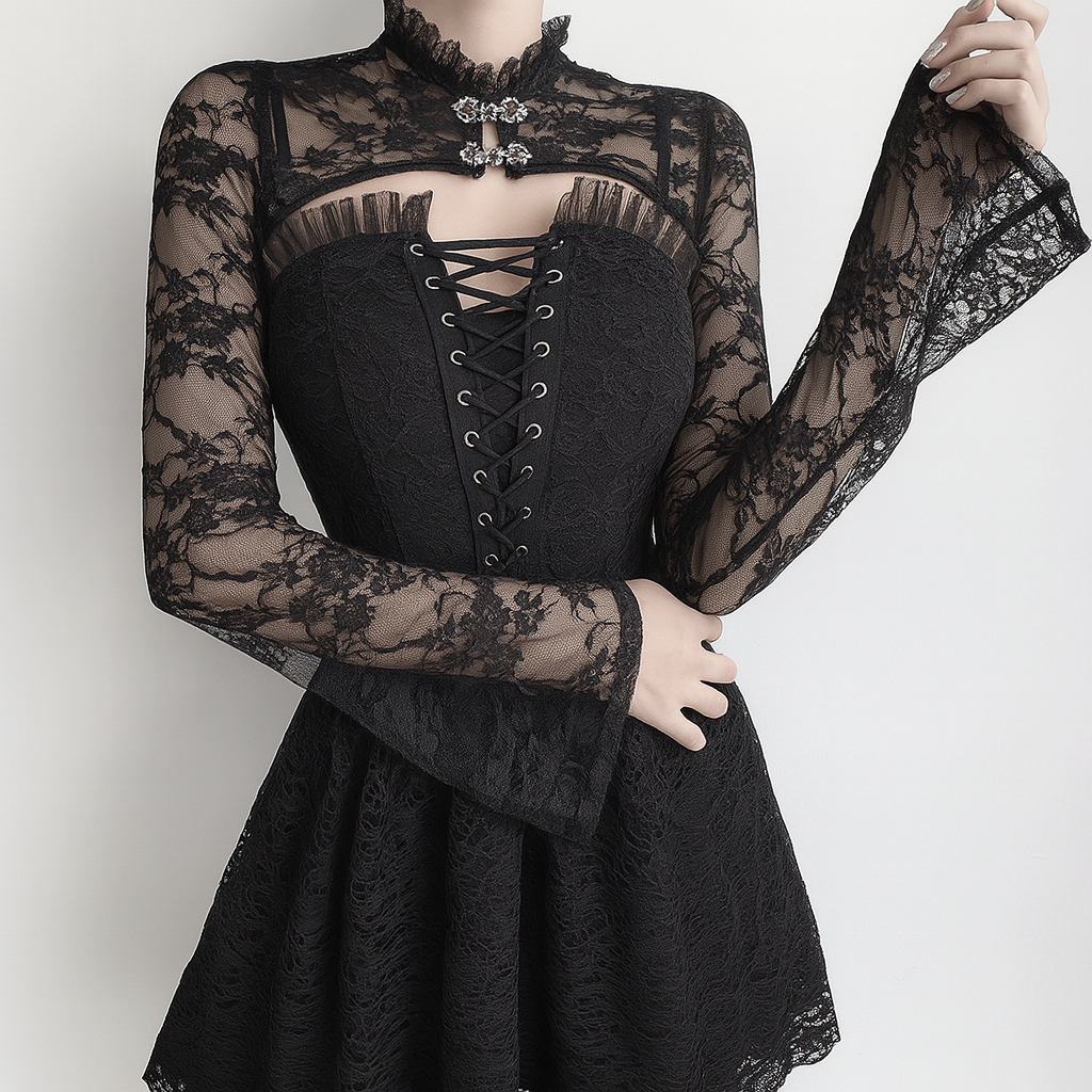 Gothic Lace Bell Sleeve Top