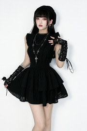 Gothic Witchcore Off-Shoulder Maxi Dress with Ruched Irregular Hem