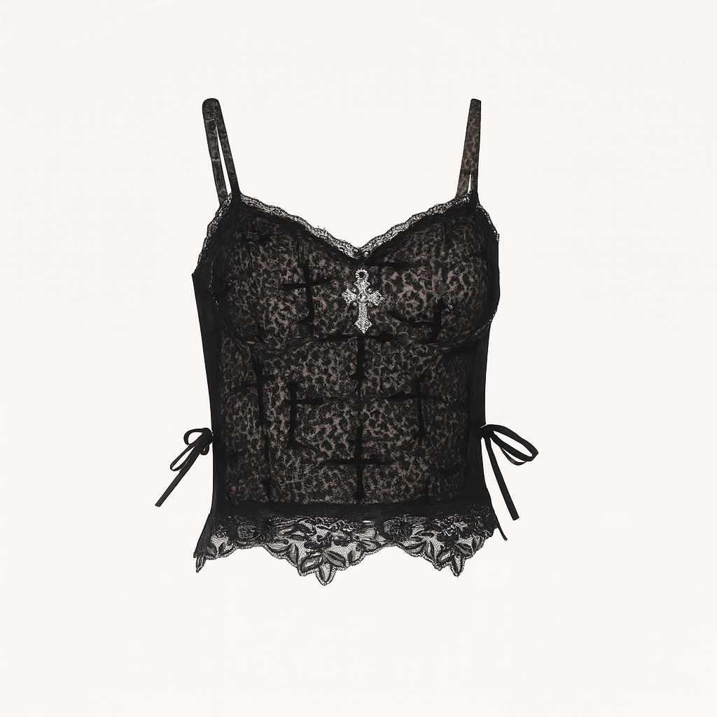 Leopard Print Gothic Lace Top
