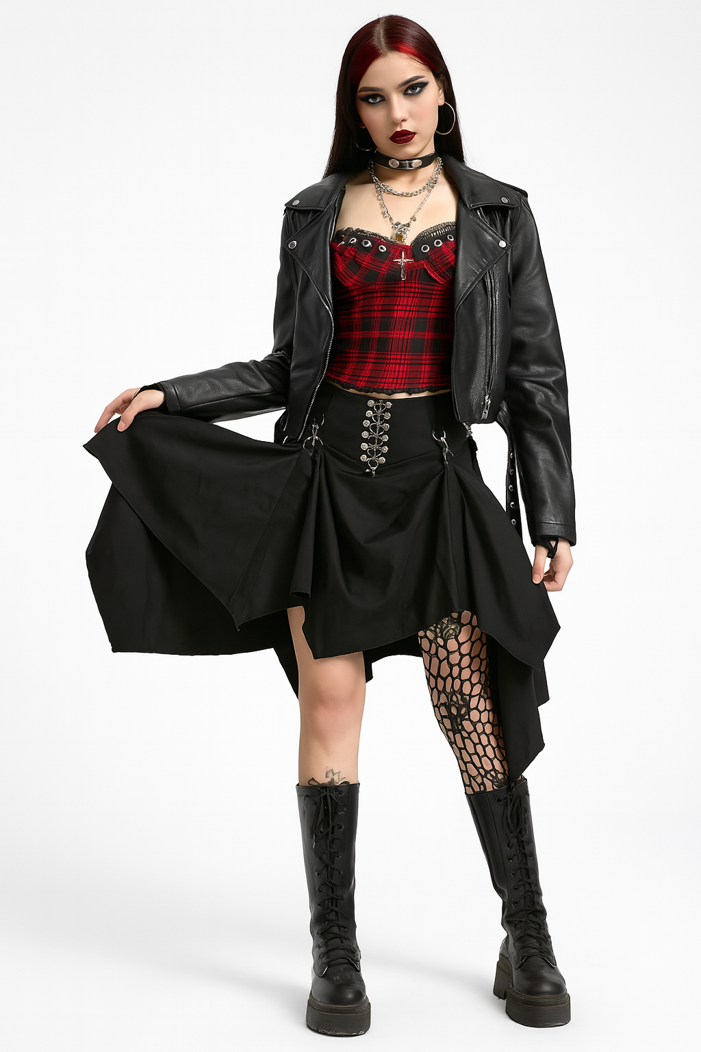 Gothic Plaid Crop Top With Adjustable Straps