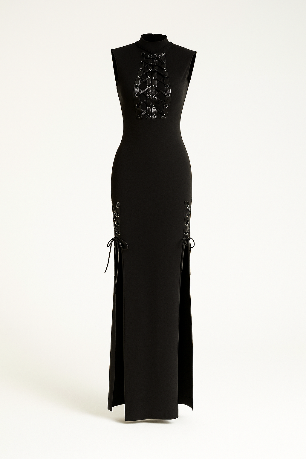 Dark Romance Lace-Up Maxi Dress - Black / L Dark Romance Lace-Up Maxi Dress - Black / L