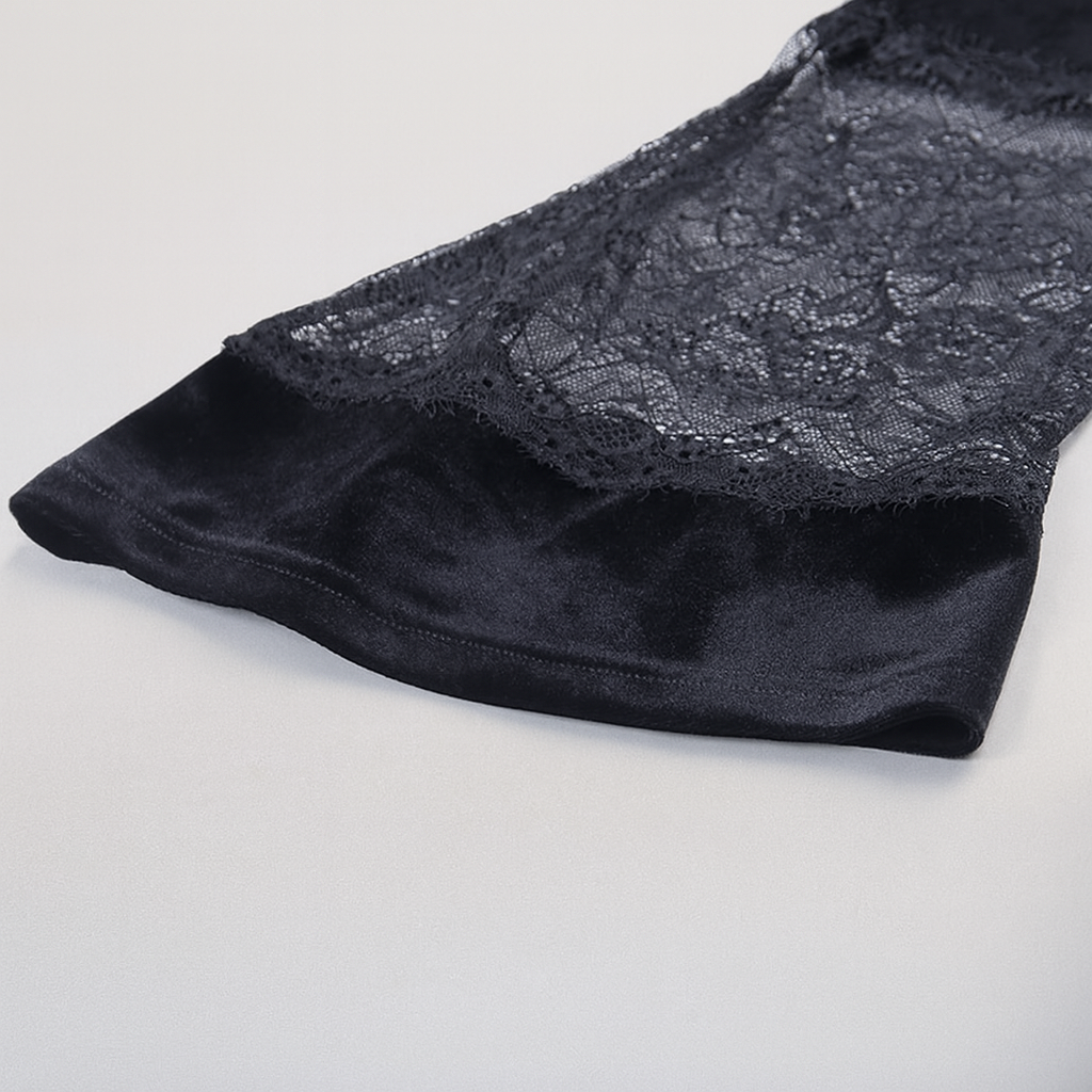 Sheer Lace Flared Sleeve Crop Top